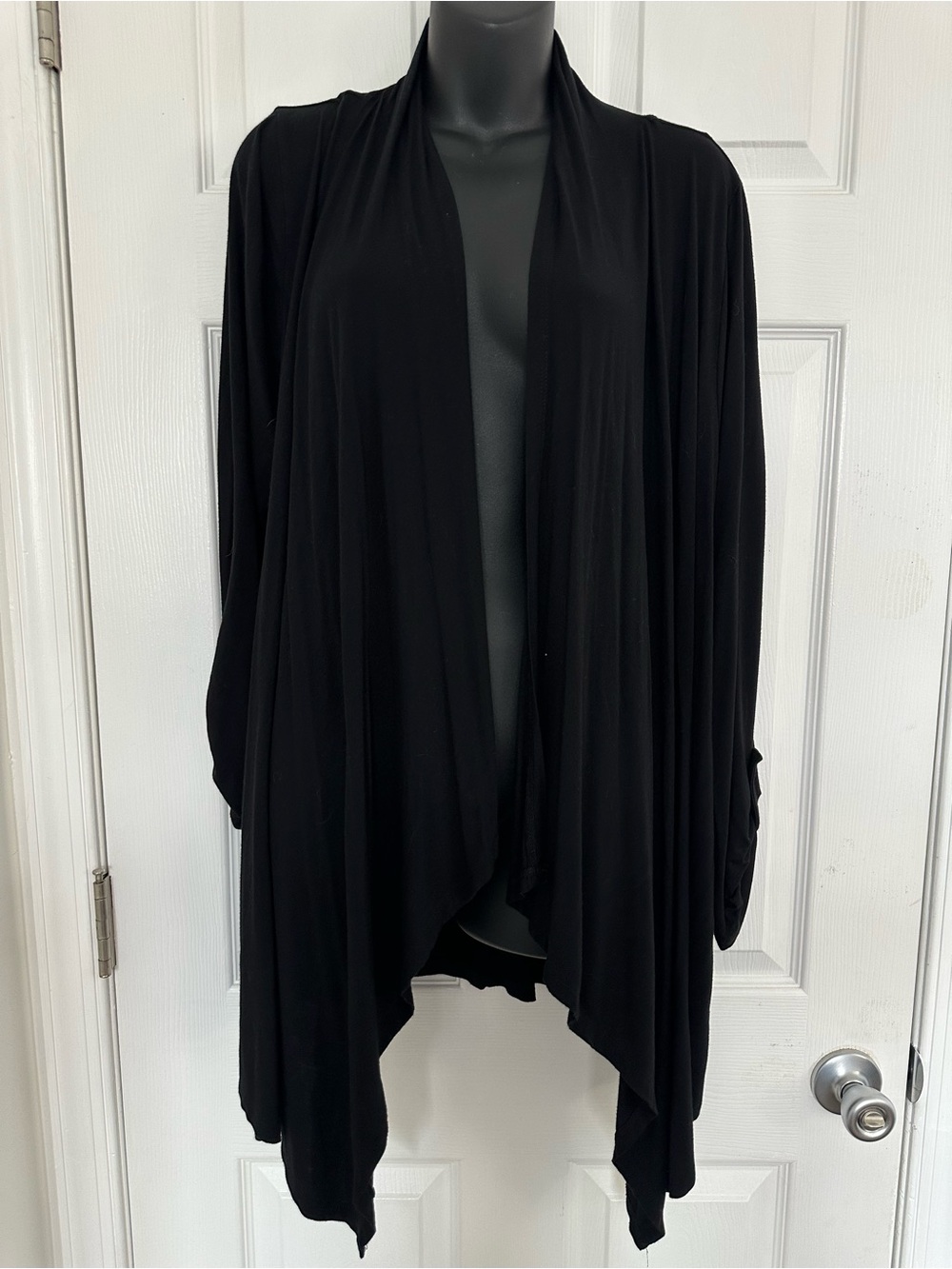 Lane Bryant Black Cascade Open-Front Cardigan
